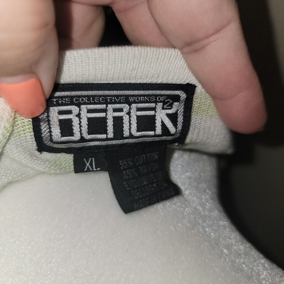 NWT BEREK Sweater Misses sz XL Lime Green White Beaded Y2K - Picture 4 of 8